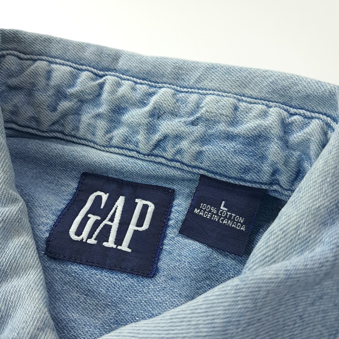 CK203 L 갭 90s 캐나다판 올드 데님 버튼다운 워크 셔츠 남방 상품이미지3