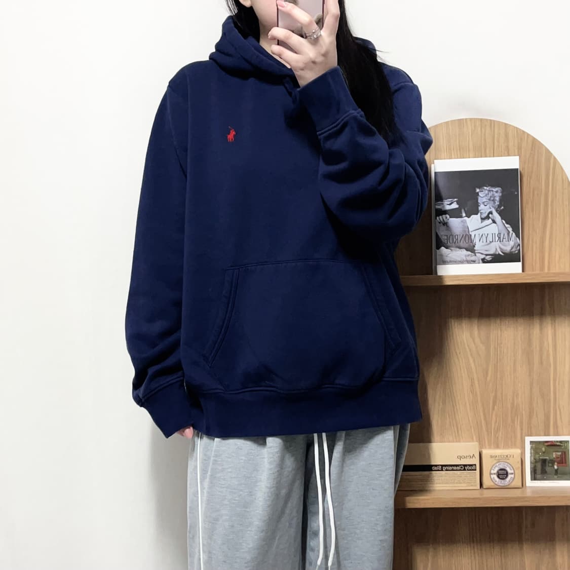 [정품] 폴로 네이비 / 레드포니 기모 후드티 [ L ] 상품이미지2