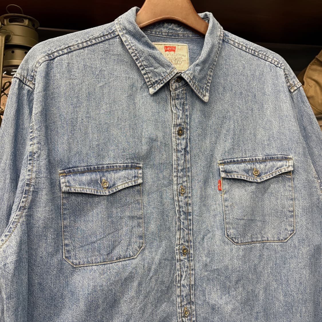 90s 리바이스 스티치라인 데님 워크셔츠 스틸버튼 레드탭 N720 상품이미지3