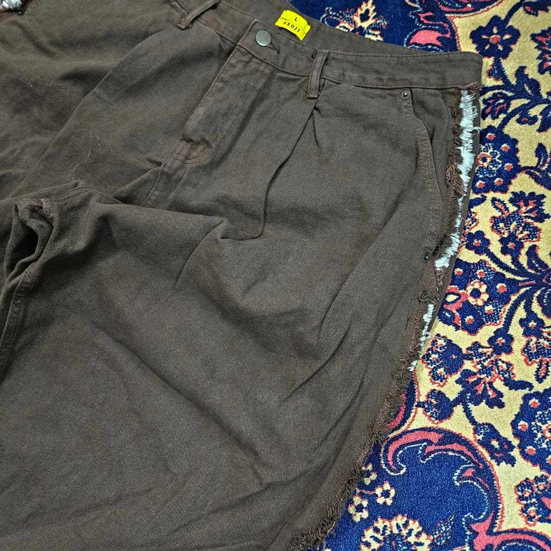 쏘지(SSOJI) 사이드 테슬 브라운 와이드 데님 팬츠 L 상품이미지3