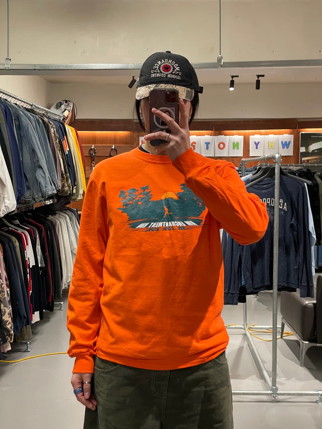 빈티지 롱슬리브 티셔츠(오렌지)   상품이미지1