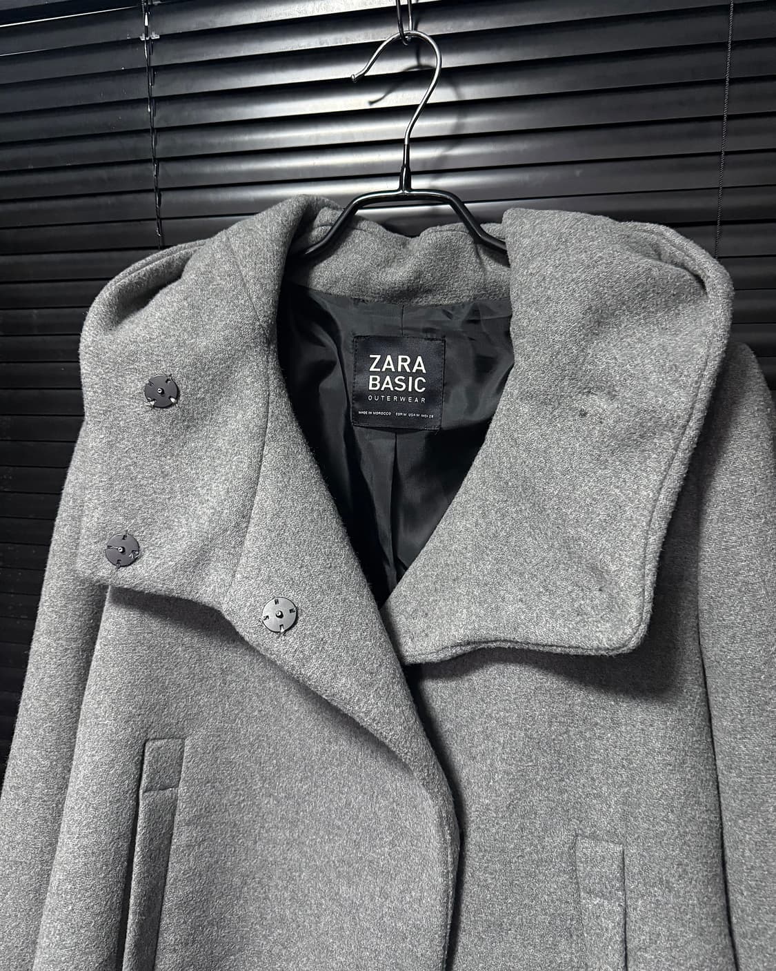 자라 베이직 라인 하이넥 후드 여성 숏 코트 회색 그레이 M 95 케이프 상품이미지4