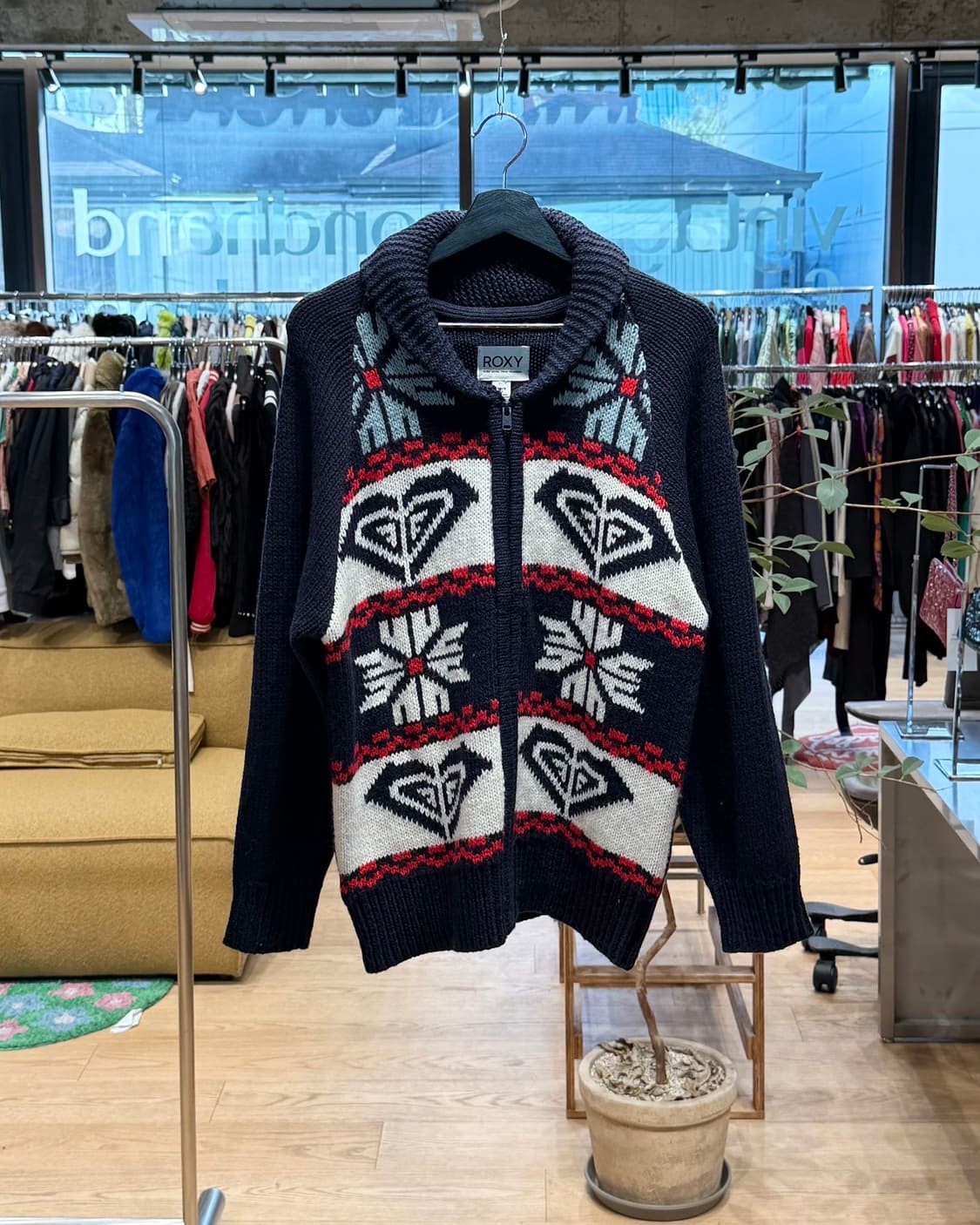 록시 네이비 카우친 니트 가디건  상품이미지1