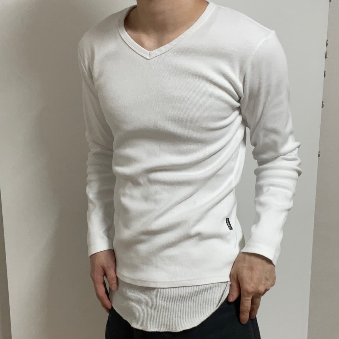 AVIREX WHITE RIBBED KNIT LONG SLEEVE 상품이미지2