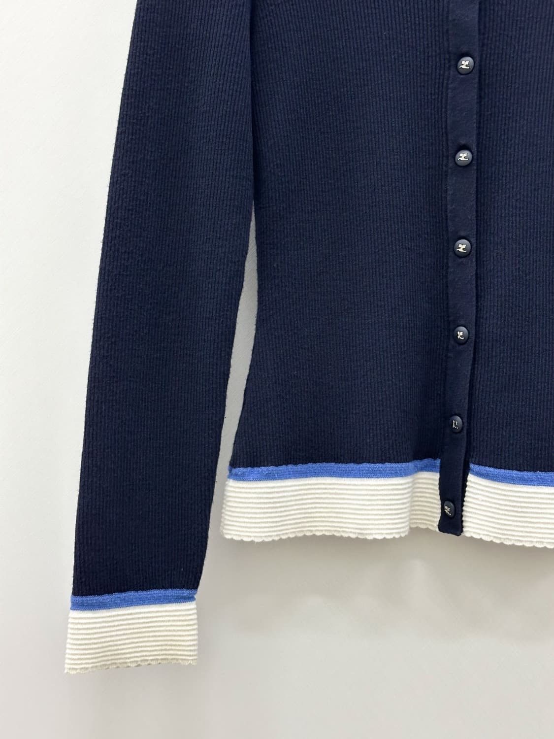 courreges / 꾸레쥬 네이비 골지 라운드 가디건  상품이미지4