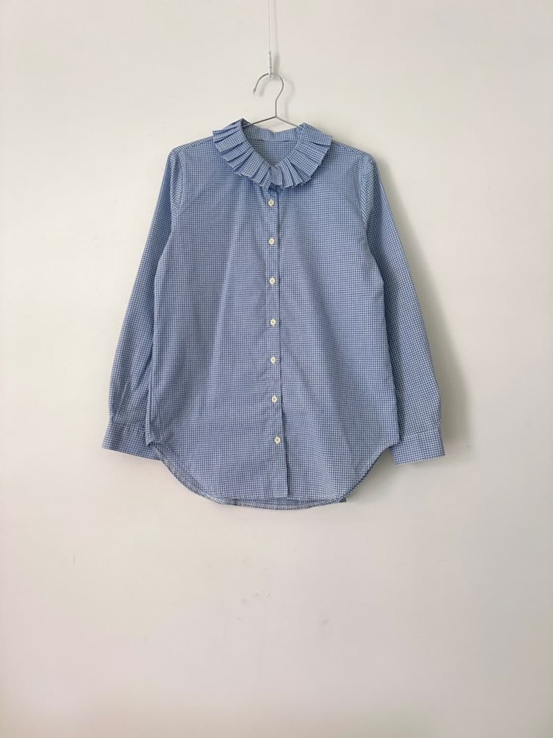 Neck pleats point shirt / blue 상품이미지1