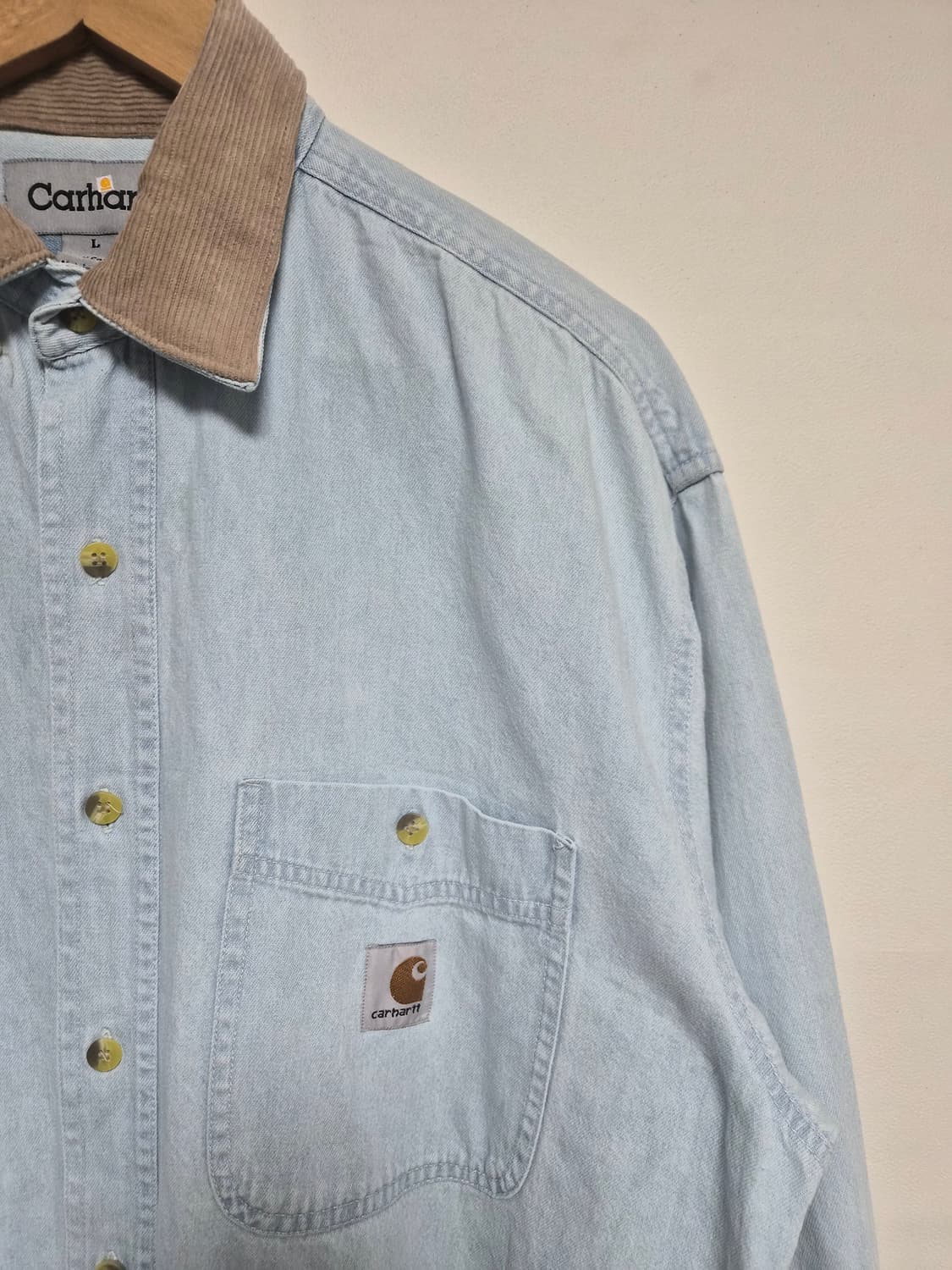 칼하트Carhartt 카라 배색 데님 셔츠 L - S236 상품이미지3