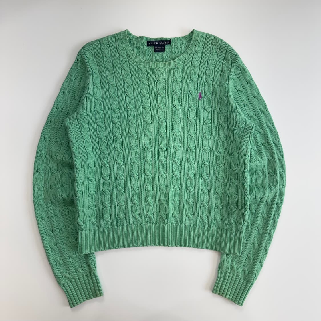 Polo 폴로 핑크포니 그린 케이블 니트 상품이미지3