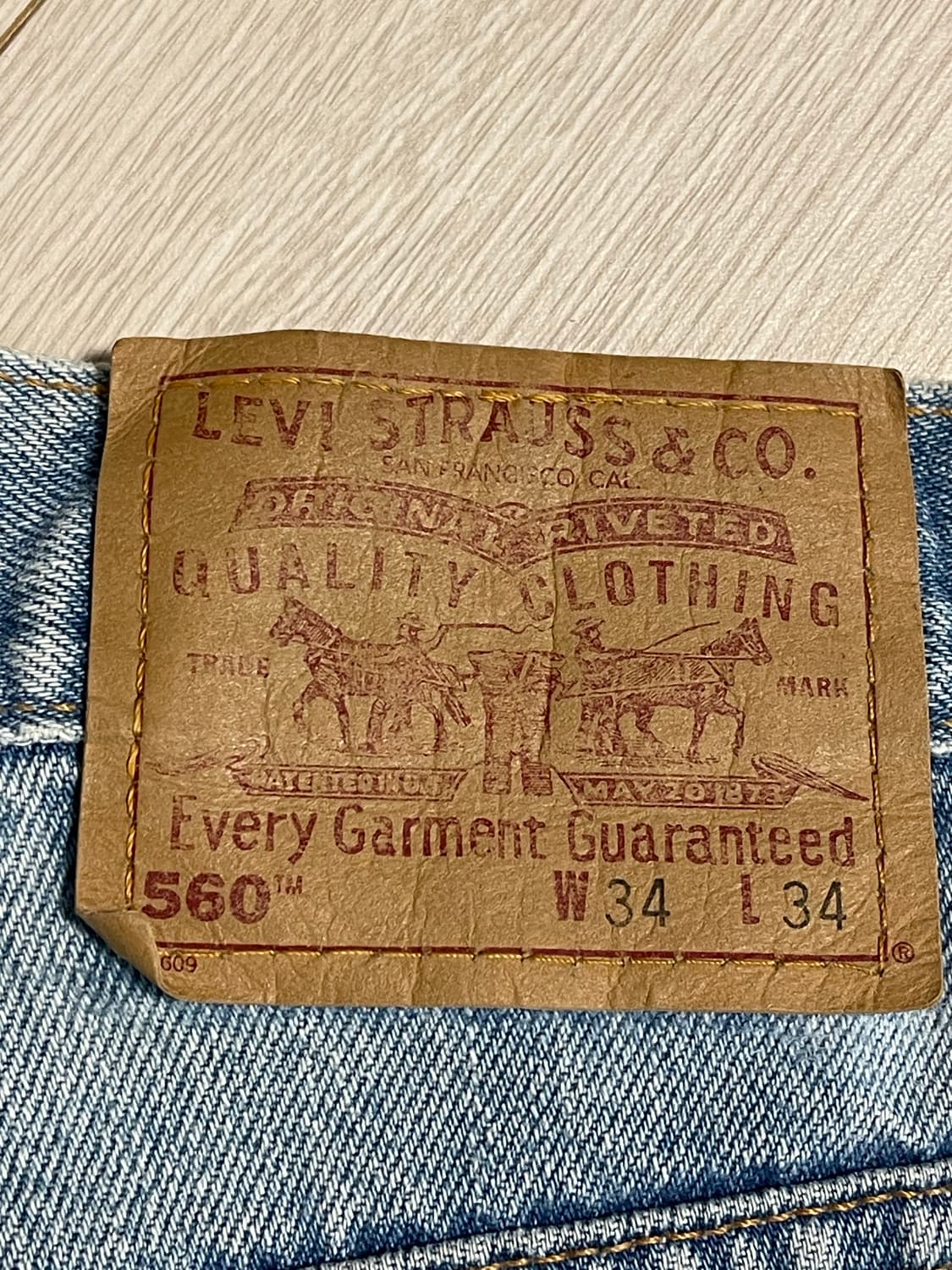 리바이스made in USA 560연청 데님청바지 34/34(기장수선) 상품이미지6