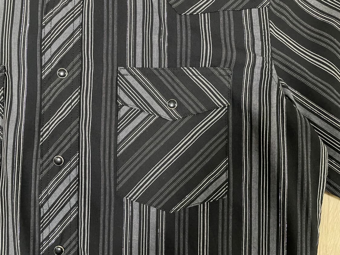 100) 90's 랭글러 블랙 스트라이프 웨스턴셔츠(데드스탁)RRL&폴로 상품이미지5