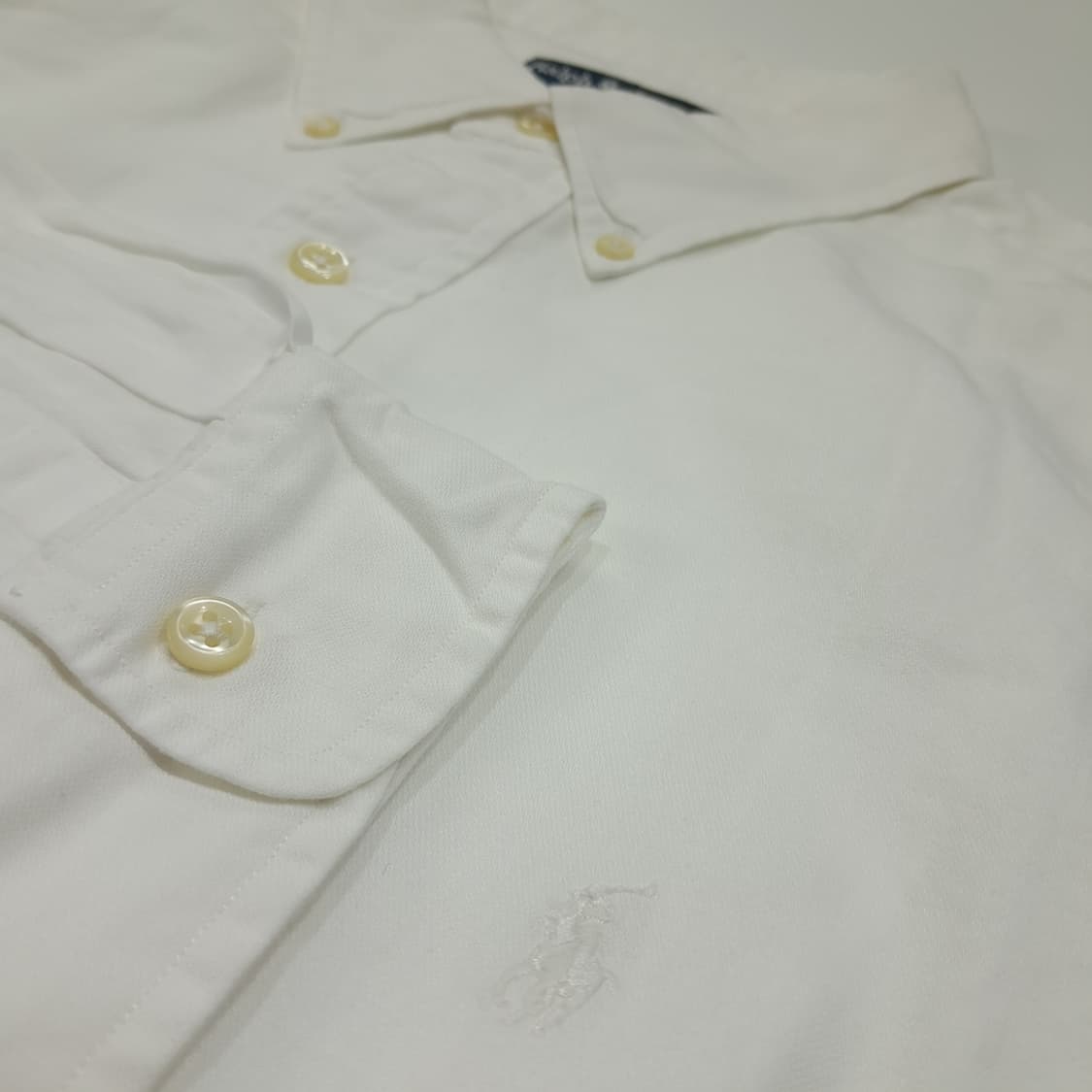 CL525 2XL 폴로 90s 홍콩판 코튼 버튼다운 화이트 셔츠 남방 상품이미지4
