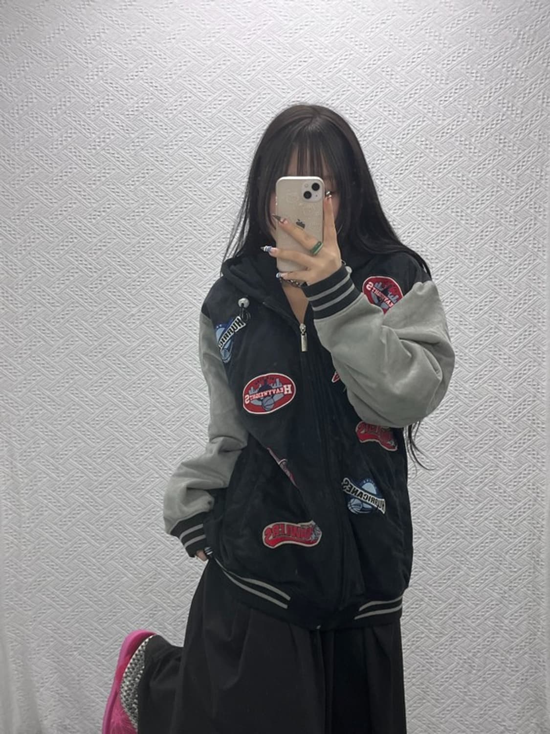 빈티지 베스킷볼 멀티패치 올드스쿨 스웨이드 후드 자켓 100 C06327 상품이미지1