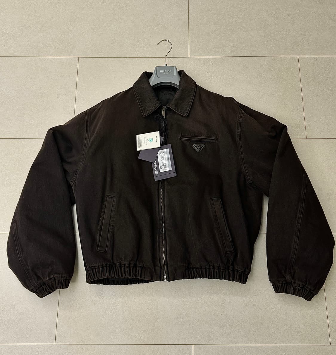 [L] 프라다 패딩 데님 블루종 봄버 상품이미지1