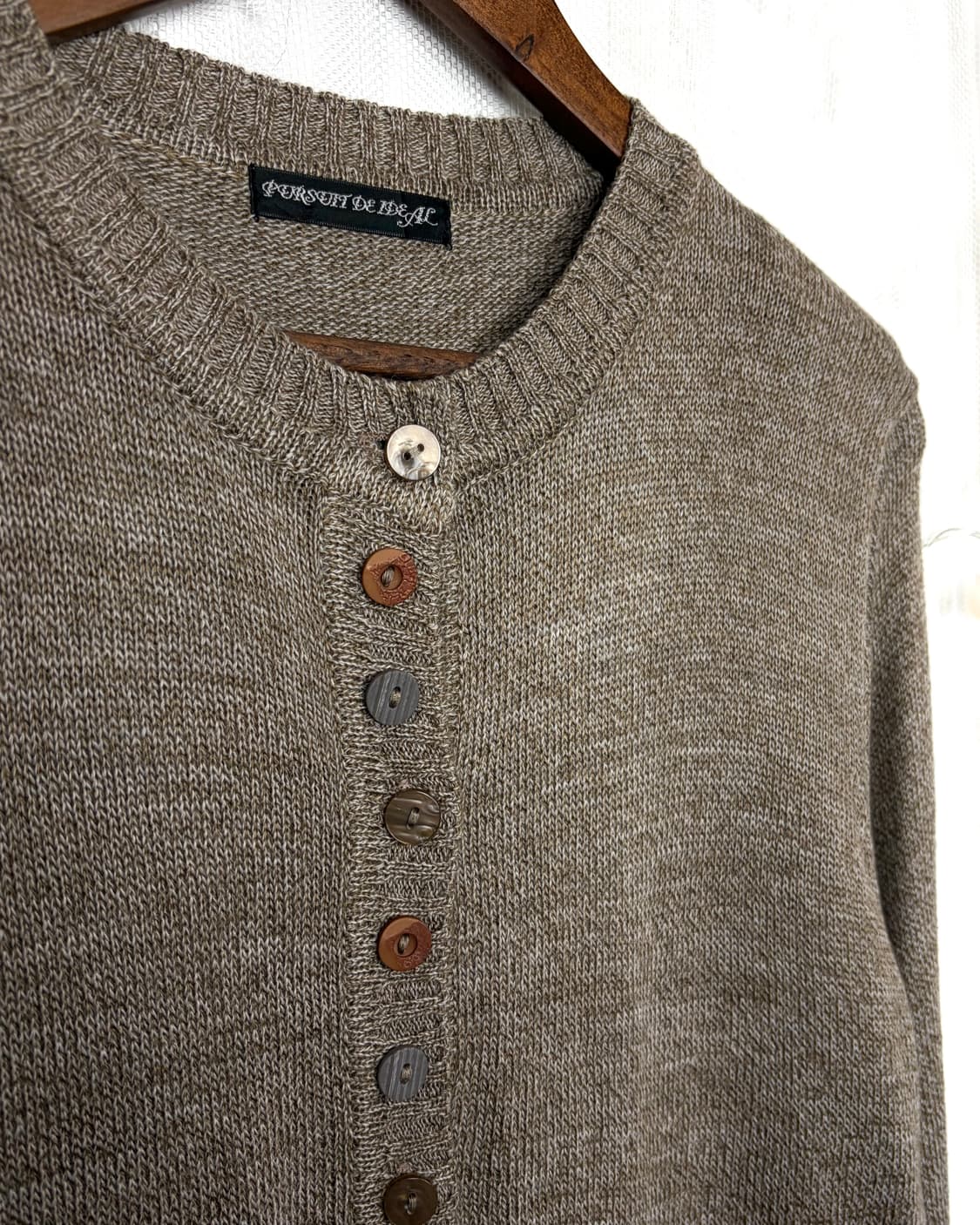 Button-front henley knit cardigan(brown) 상품이미지4
