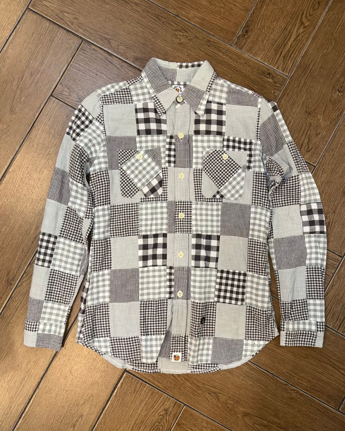 🐵베이프 베이비 마일로 패치 워크 체크 셔츠 🐵 상품이미지5
