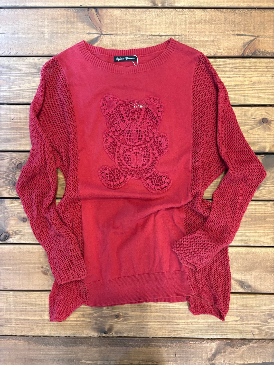 히스테릭글래머 레드 퍽베어 그물 니트 상품이미지6