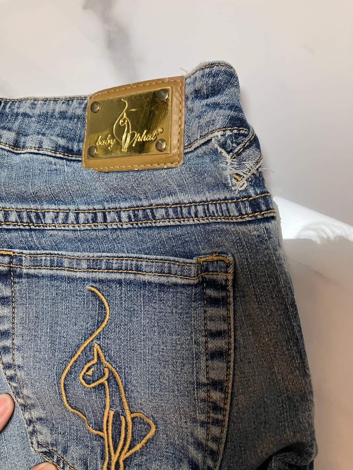 베이비 펫 Y2K 카프리 데님 빈티지 워시 여름 청바지 babyphat 상품이미지5