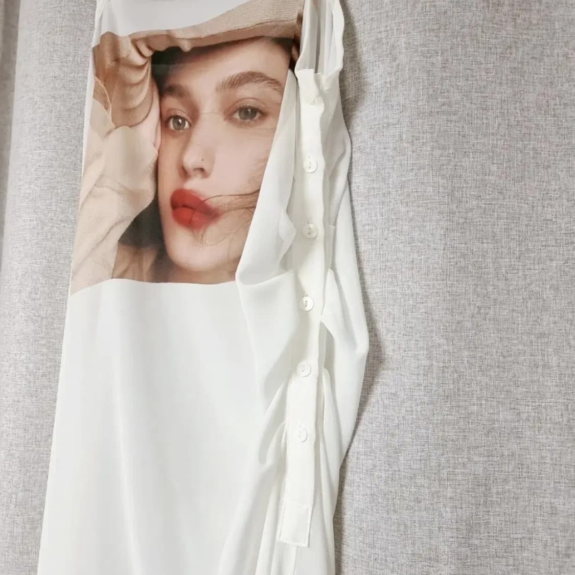 슬리브리스 사이드 셔링버튼 시스루 레이어드 원피스 (44~55) 상태훌륭 상품이미지2