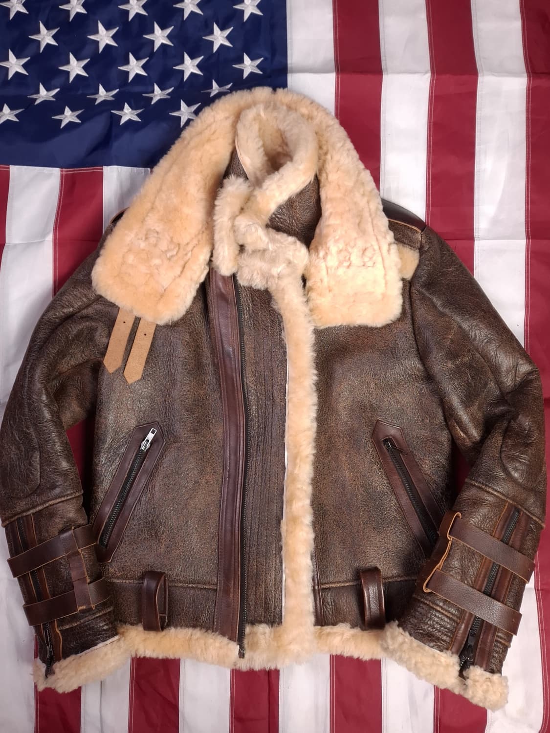 새제품 빈티지 리얼레더 무스탕 상품이미지2