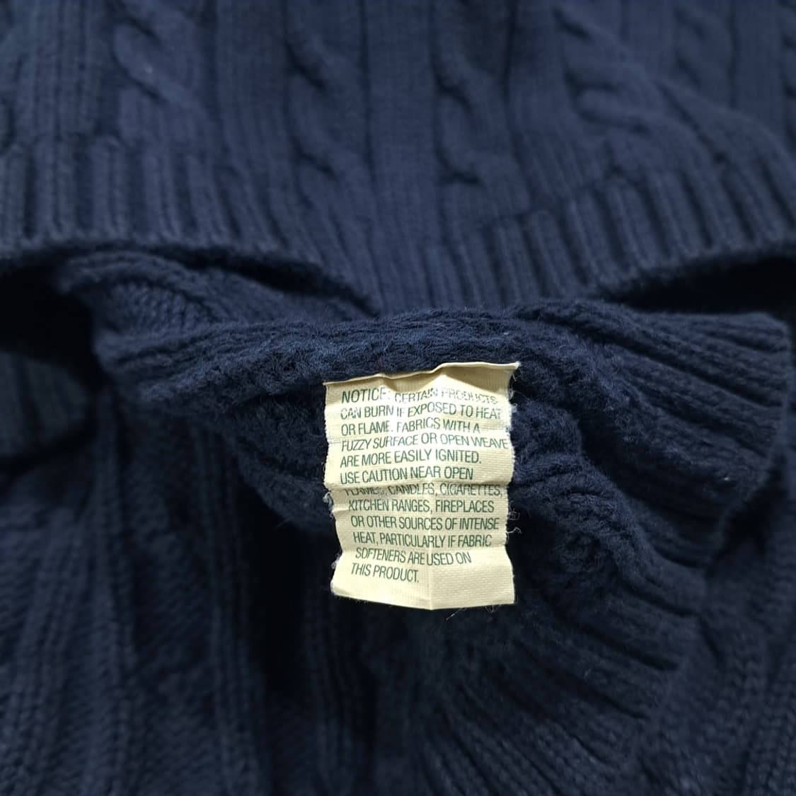CL075 L 엘엘빈 90s  다크 네이비 피셔맨 케이블 니트 상품이미지5