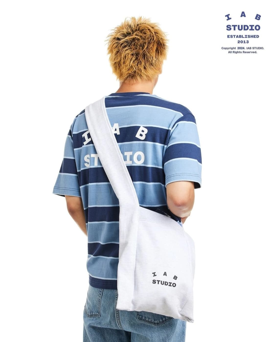 [M]아이앱 스튜디오 스트라이프 티셔츠 블루 화이트 상품이미지5