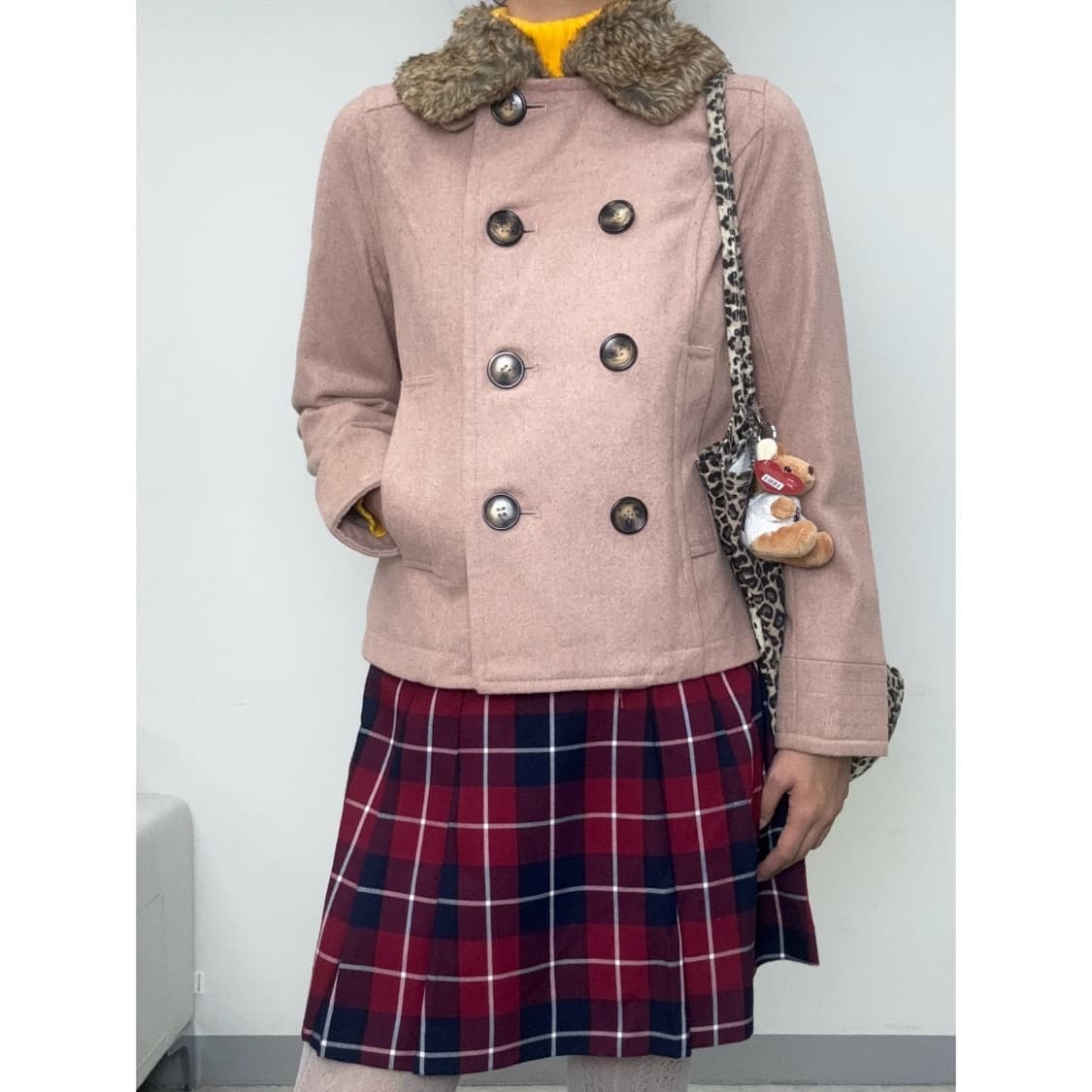 빈티지 핑크 하프 코트 상품이미지1