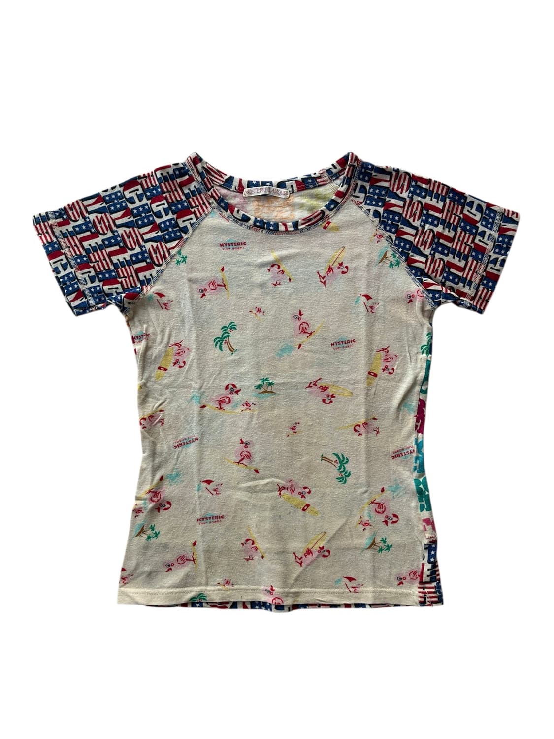 히스테릭 글래머 90s 아카이브 동물무늬 성조기 패치워크 반팔 티셔츠 상품이미지1
