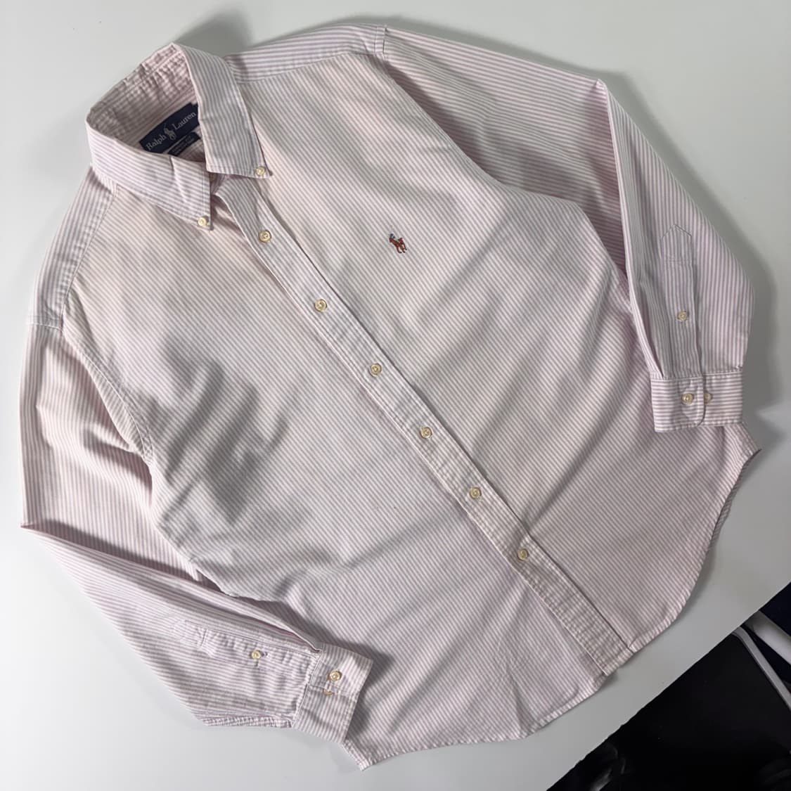 Polo  폴로 랄프로렌 90,s 자수 코튼 핑크 스트라이프 셔츠  상품이미지2