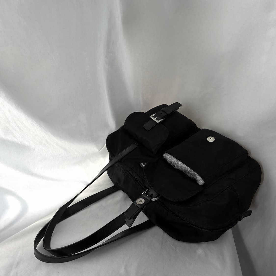 [정품 PRADA] 프라다 투포켓 나일론 숄더백 볼링백 상품이미지4