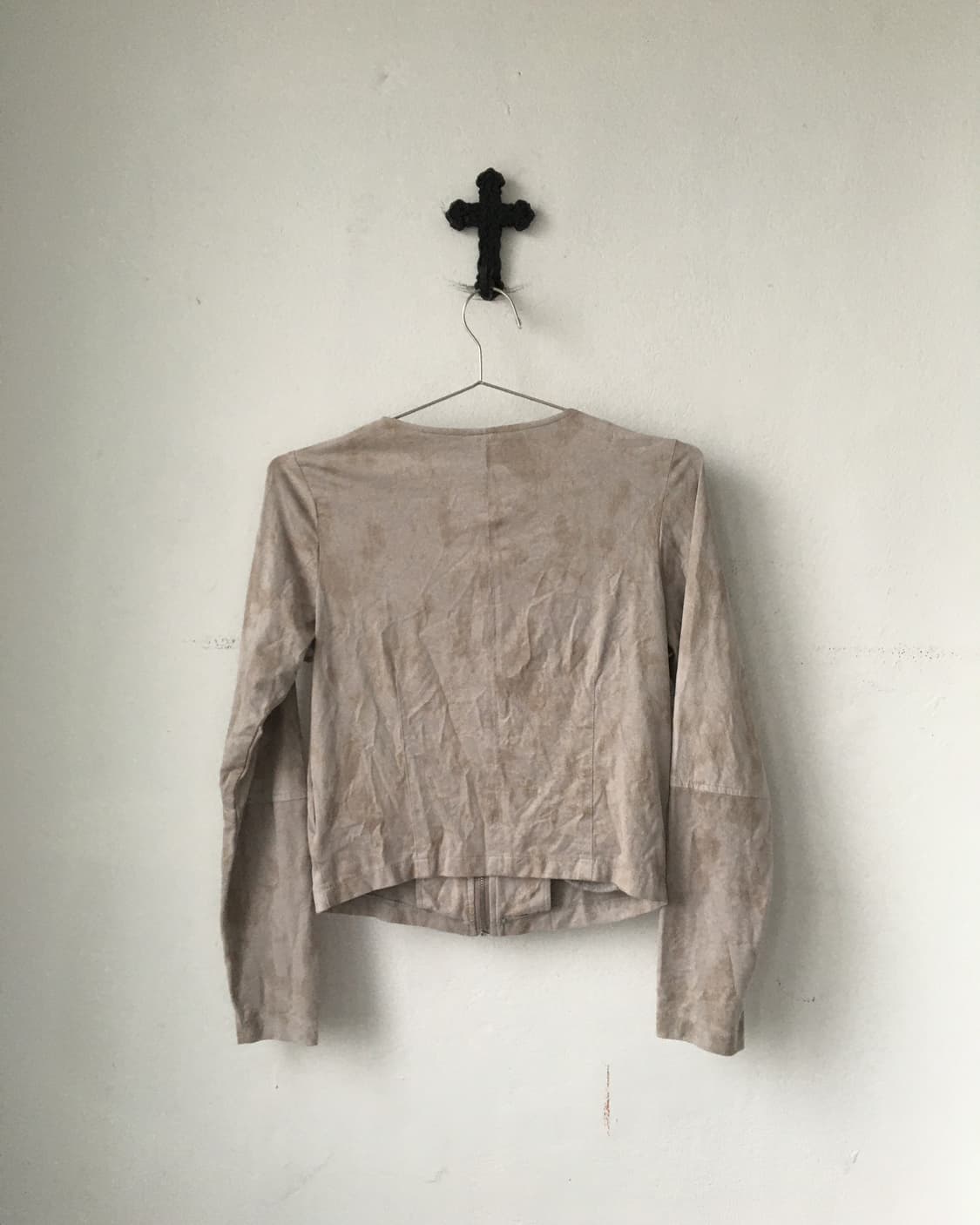 Grunge printing fake suede zip up 상품이미지2