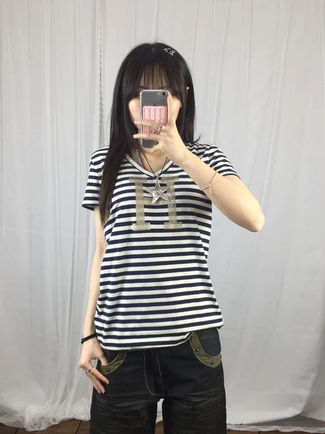 Tommy Hilfiger Stripe V-Neck Tee 상품이미지2