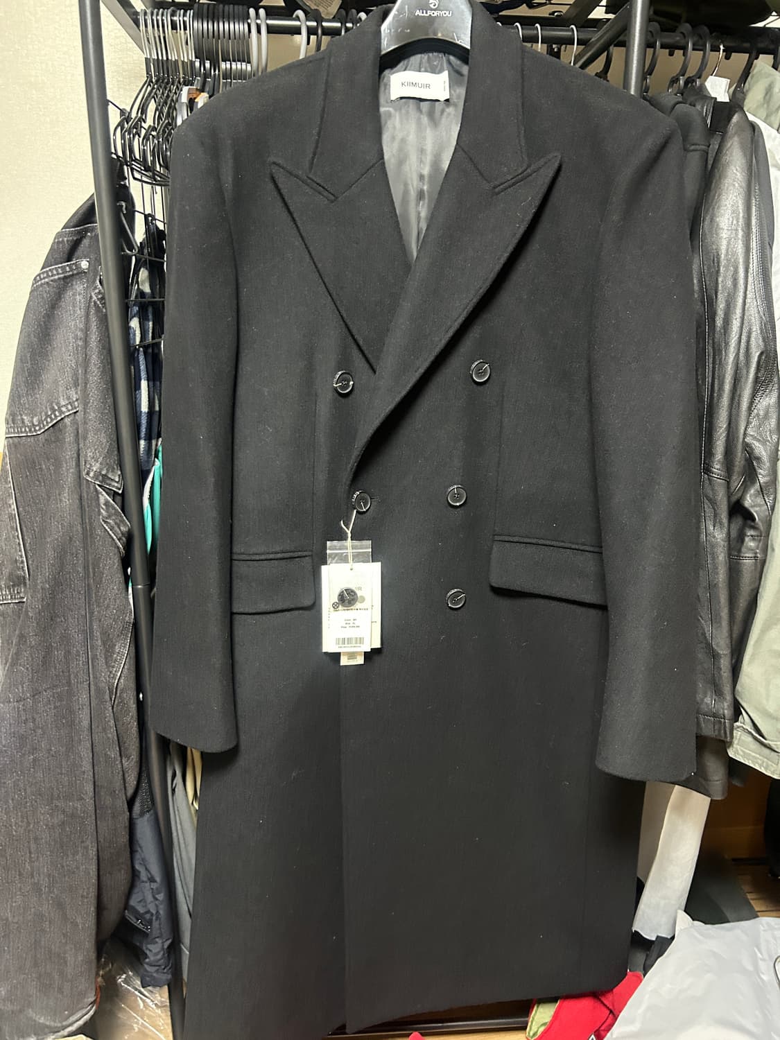 KIIMUIR 블랙 대디핏 더블 맥시 코트 XL 상품이미지1