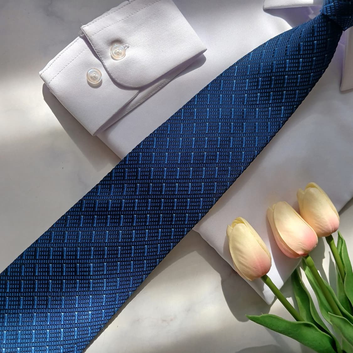 트루사르디 네이비 자카드 패턴 넥타이 9.2cm S~A+등급 E786 상품이미지4