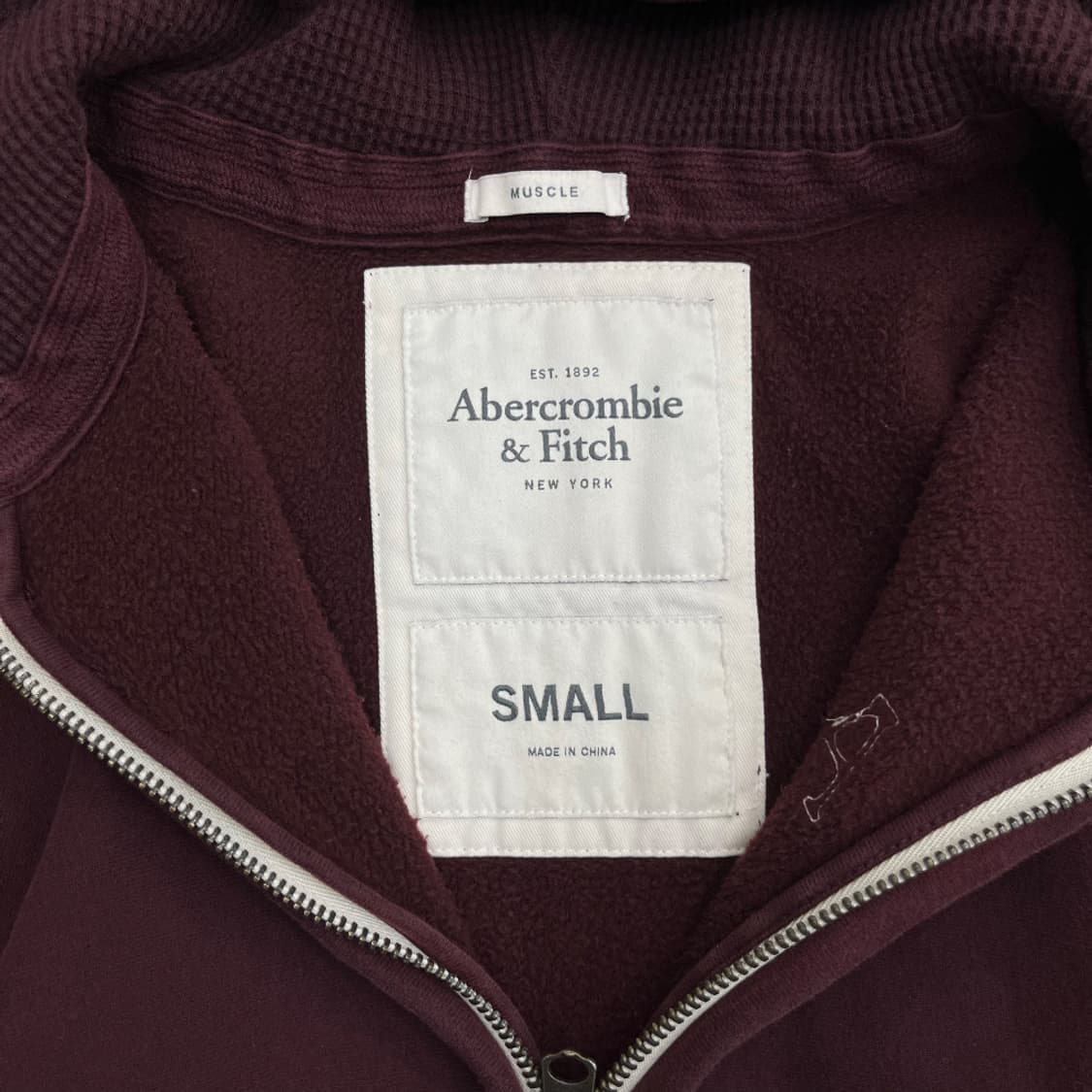 아베크롬비 사이드로고 버건디 후드집업 S 상품이미지5