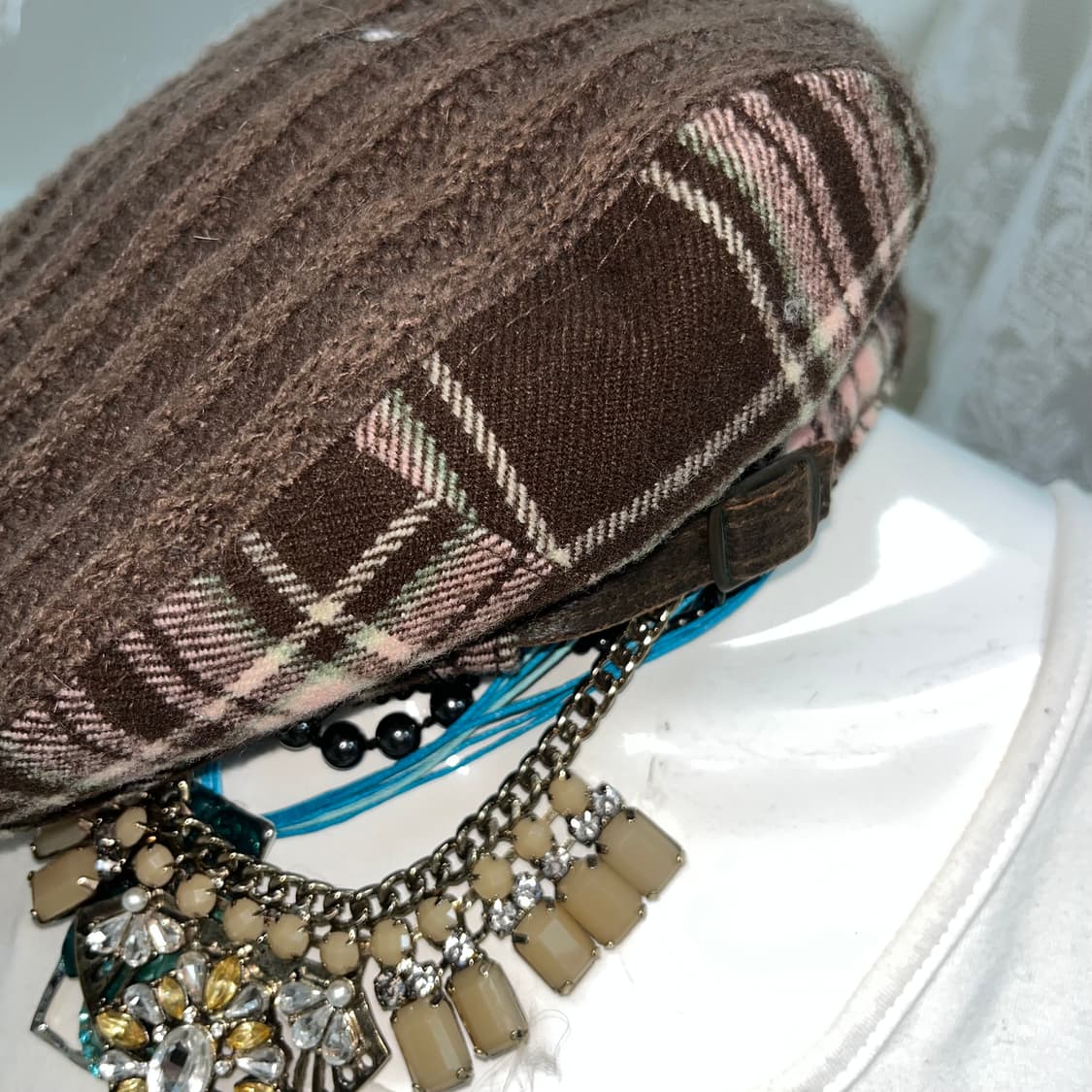 브라운 체크 니혼진 헌팅캡 상품이미지2