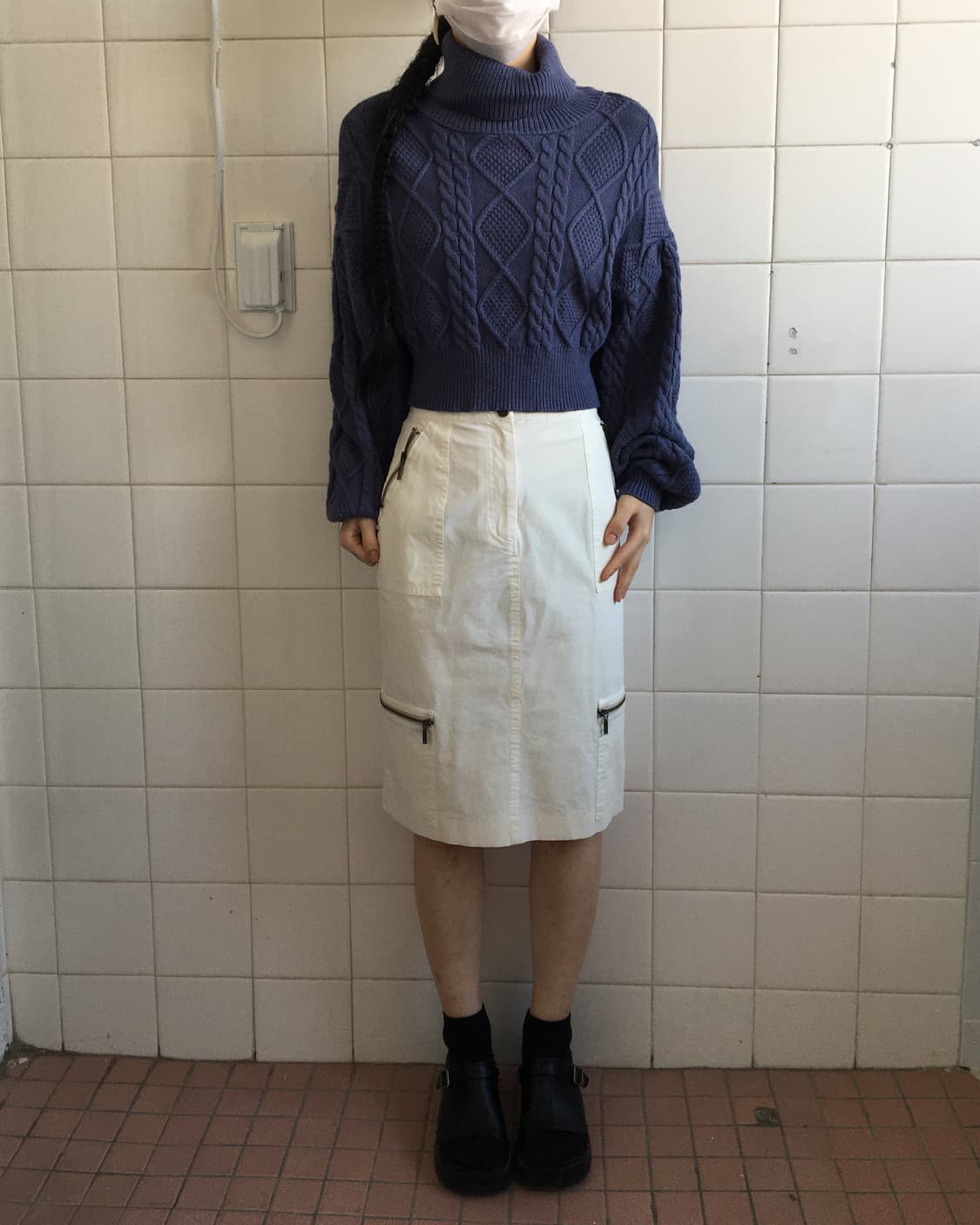 Cable pattern high neck knit 상품이미지1