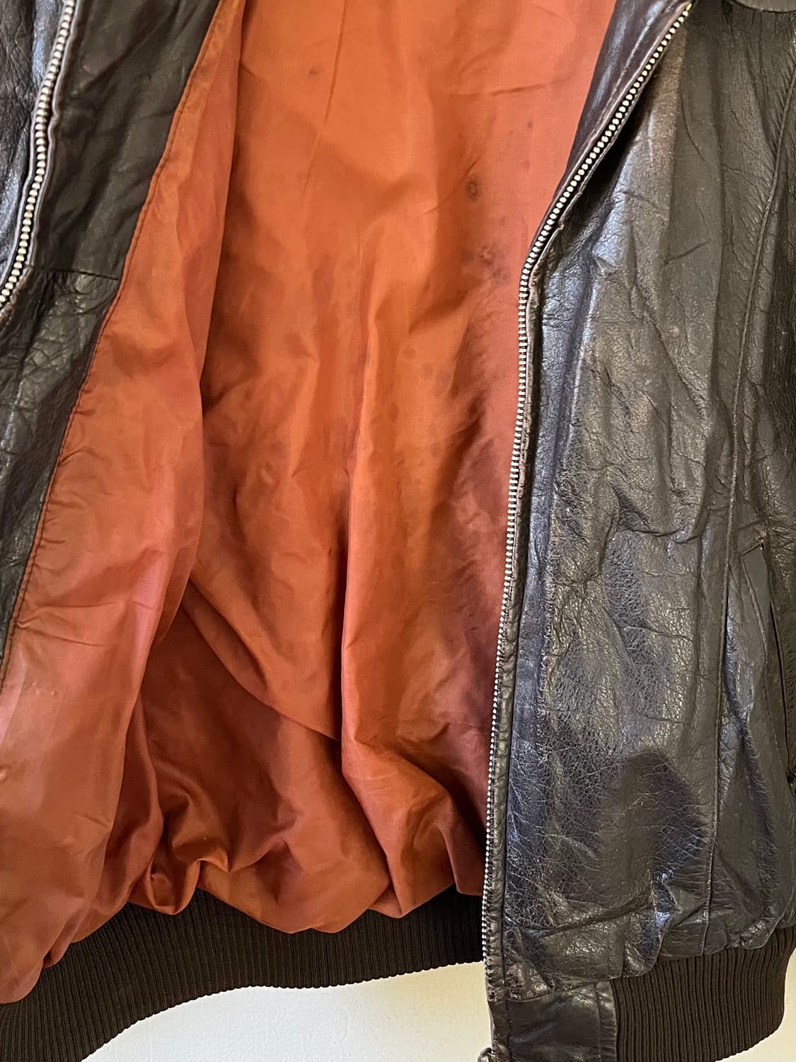 90‘s THREE MEN 브라운 레더자켓 상품이미지10