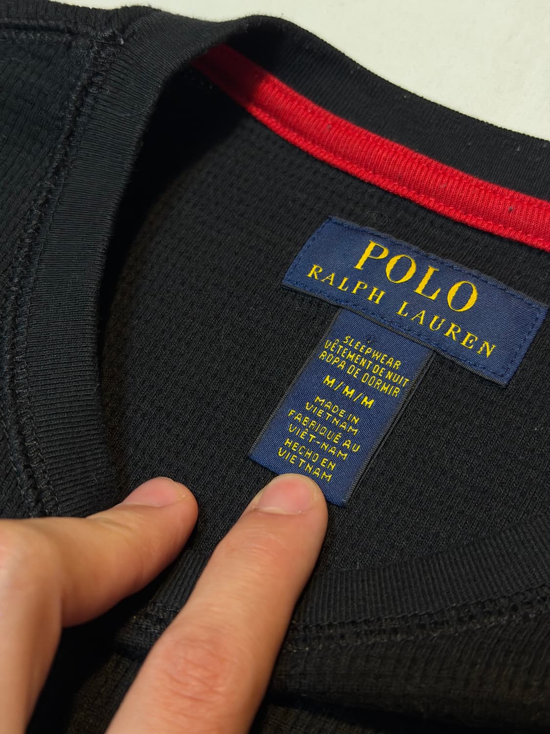 폴로 랄프로렌 바텀로고 와플 써멀 롱슬리브 블랙 상품이미지3