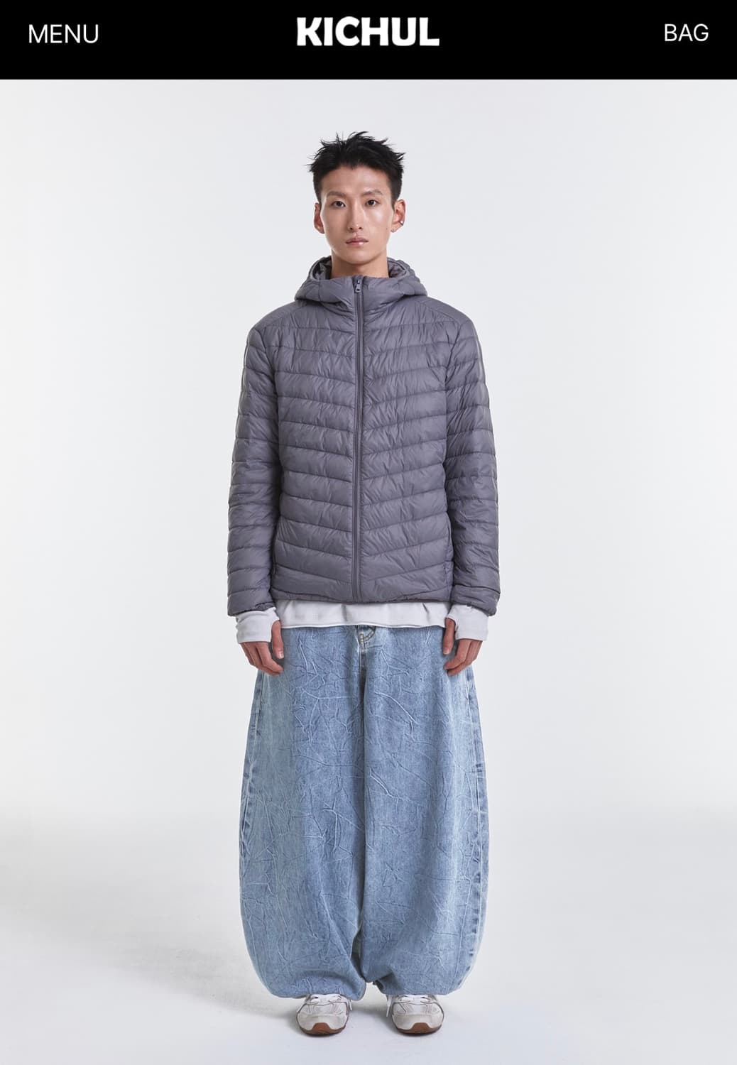 기철 벌룬 핏 데님팬츠 미드블루 S 상품이미지1