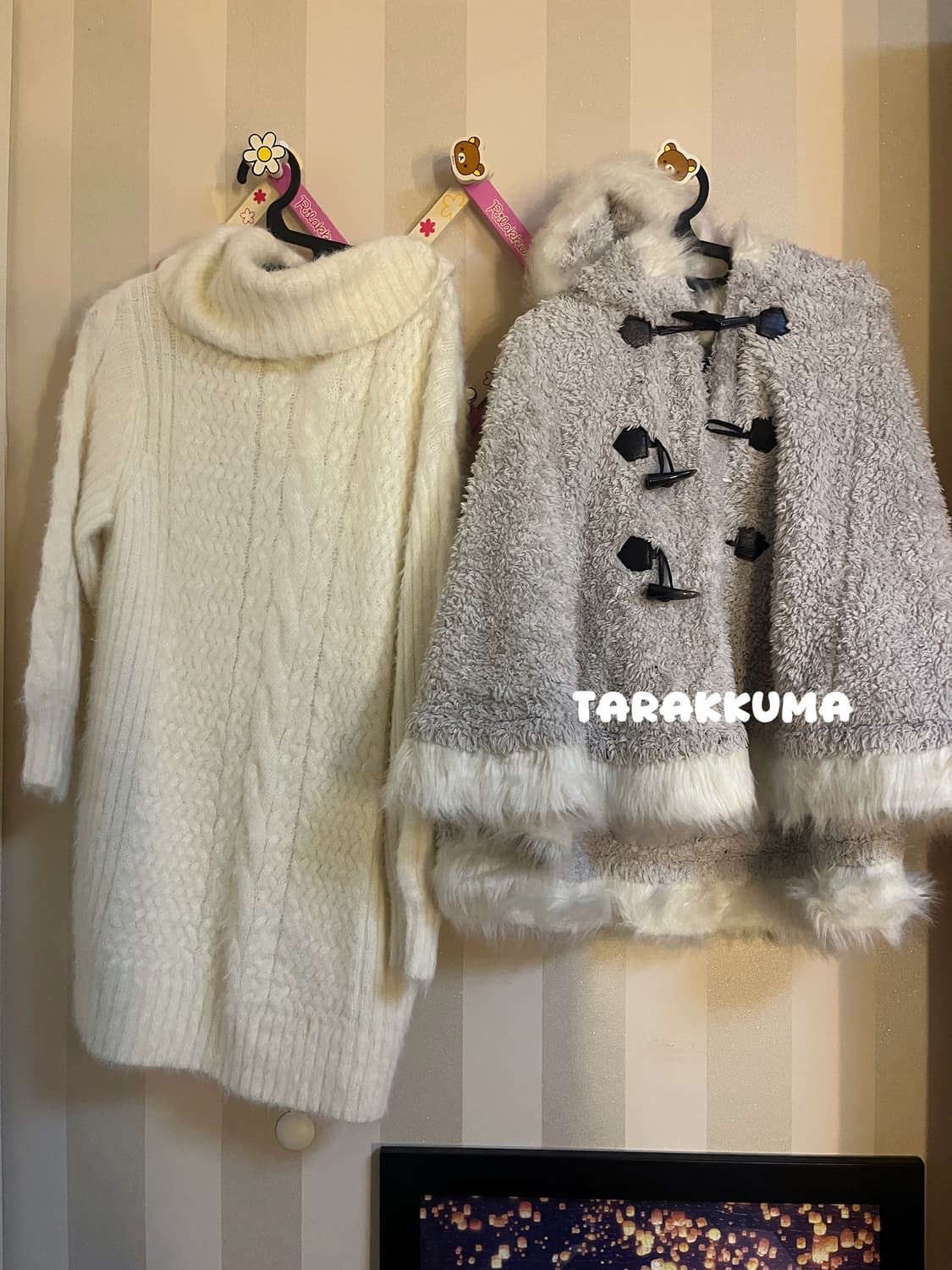 빈티지 콜자 코디세트 꽈배기니트원피스+떡볶이그레이케이프 상품이미지1