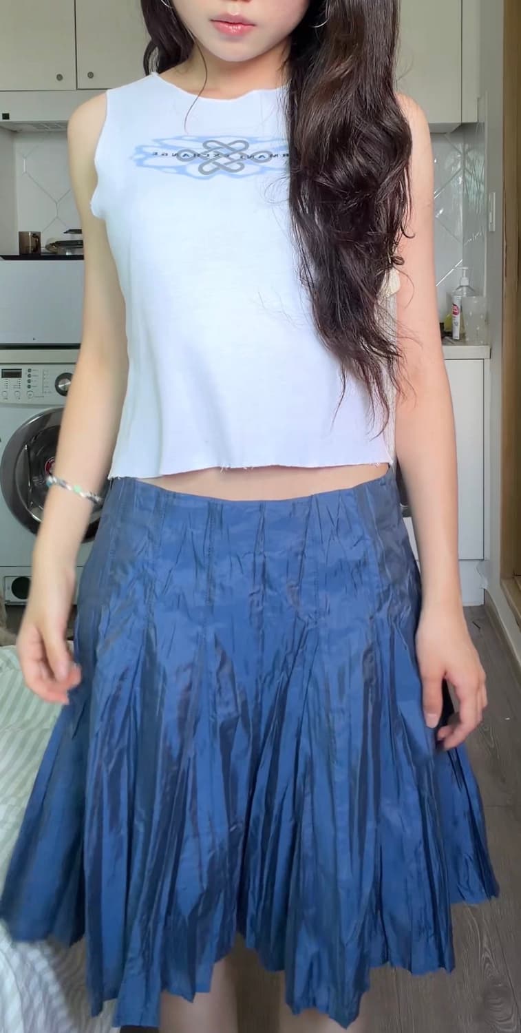 Lanvin rinkle blue pleats skirt 상품이미지7