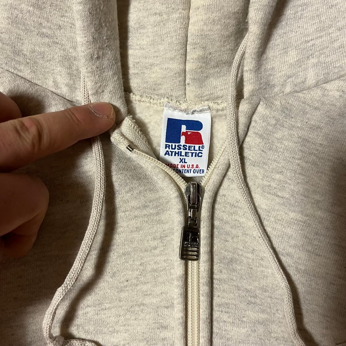 [XL] 90s USA 빈티지 러셀 후드집업 헤더 그레이 상품이미지3