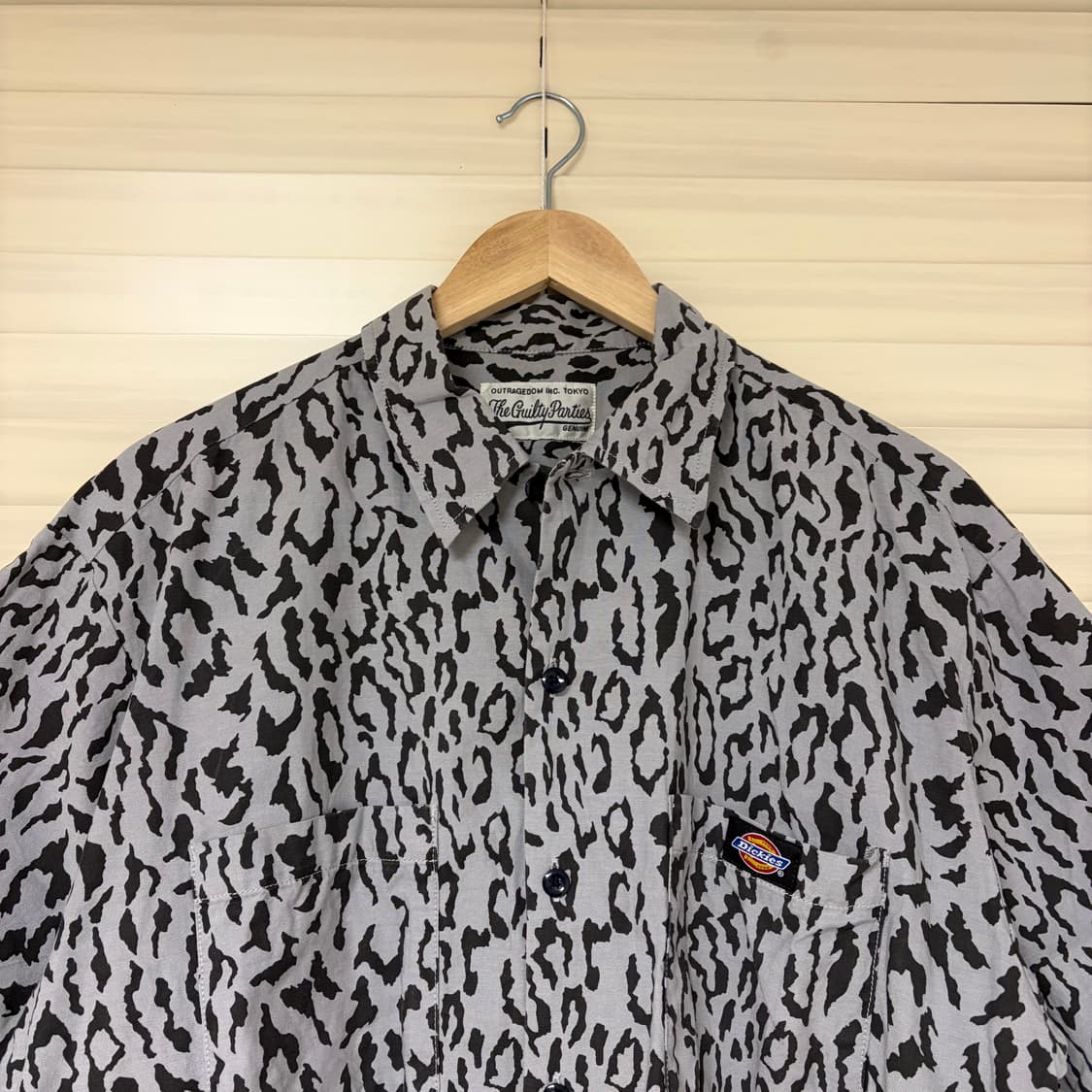 와코마리아 x 디키즈 레오파드 버튼업 반팔 워크 셔츠 그레이 M 상품이미지2