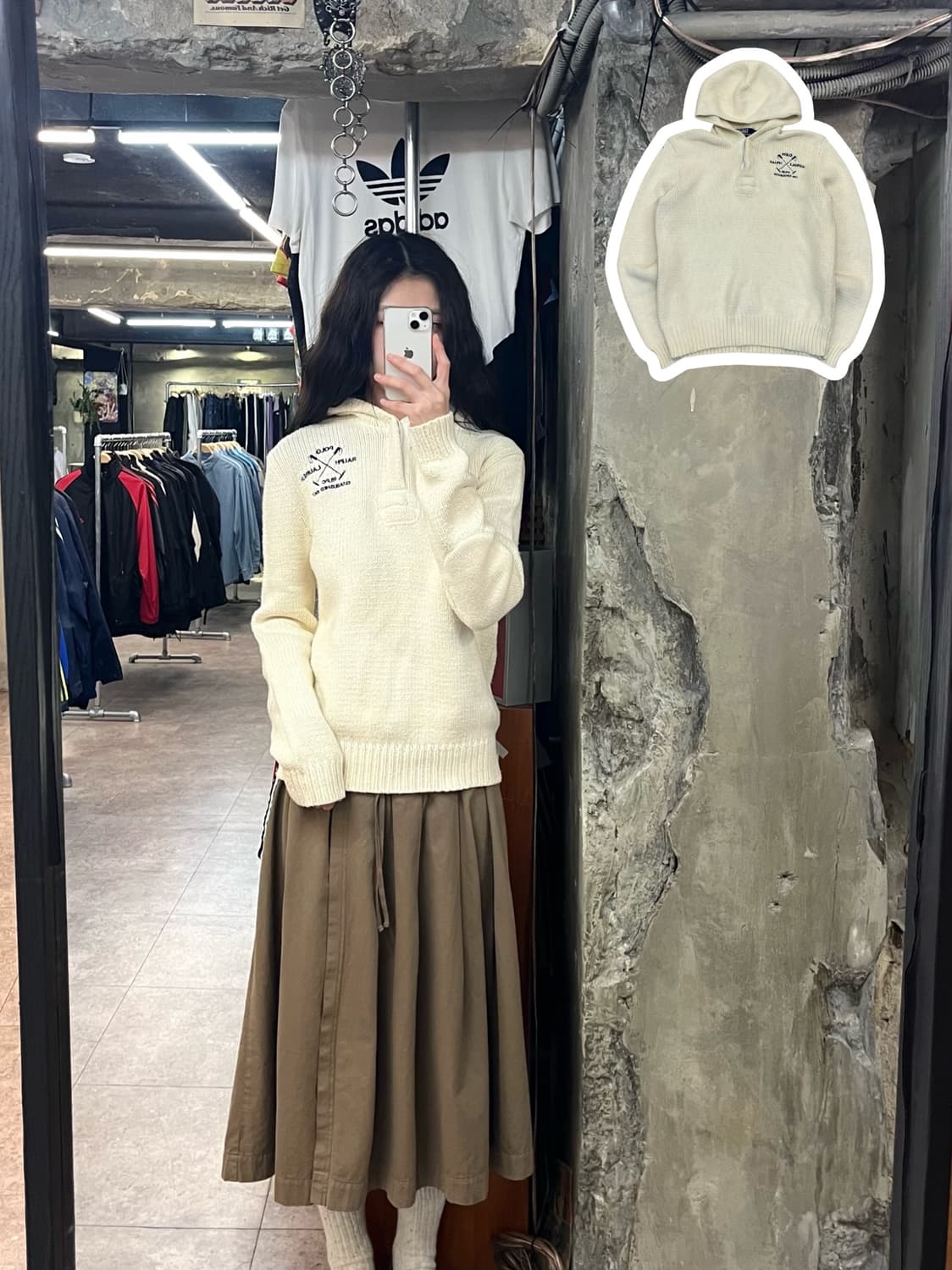 폴로 랄프로렌 헤비 코튼 후드 니트 스웨터 아이보리 M #csz2758 상품이미지1