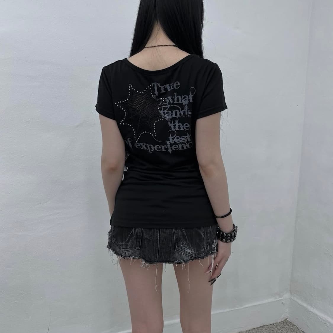 skull spider web detail short 상품이미지4