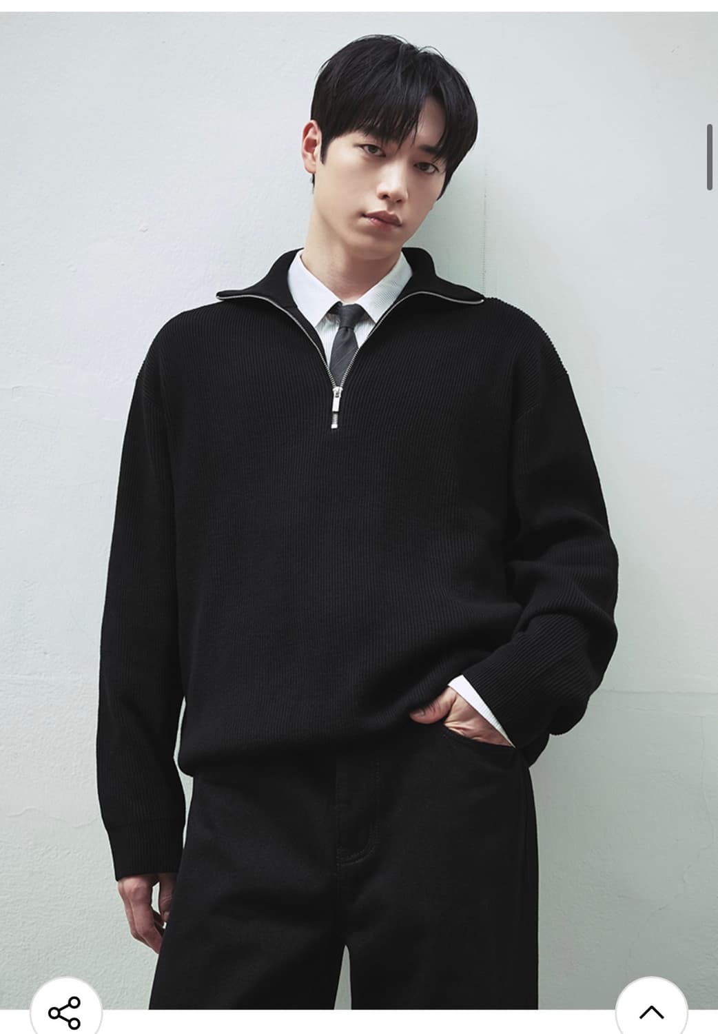 (L) 드로우핏 오버사이즈 하프 집업 카라 울 니트 BROWN 판매 상품이미지9