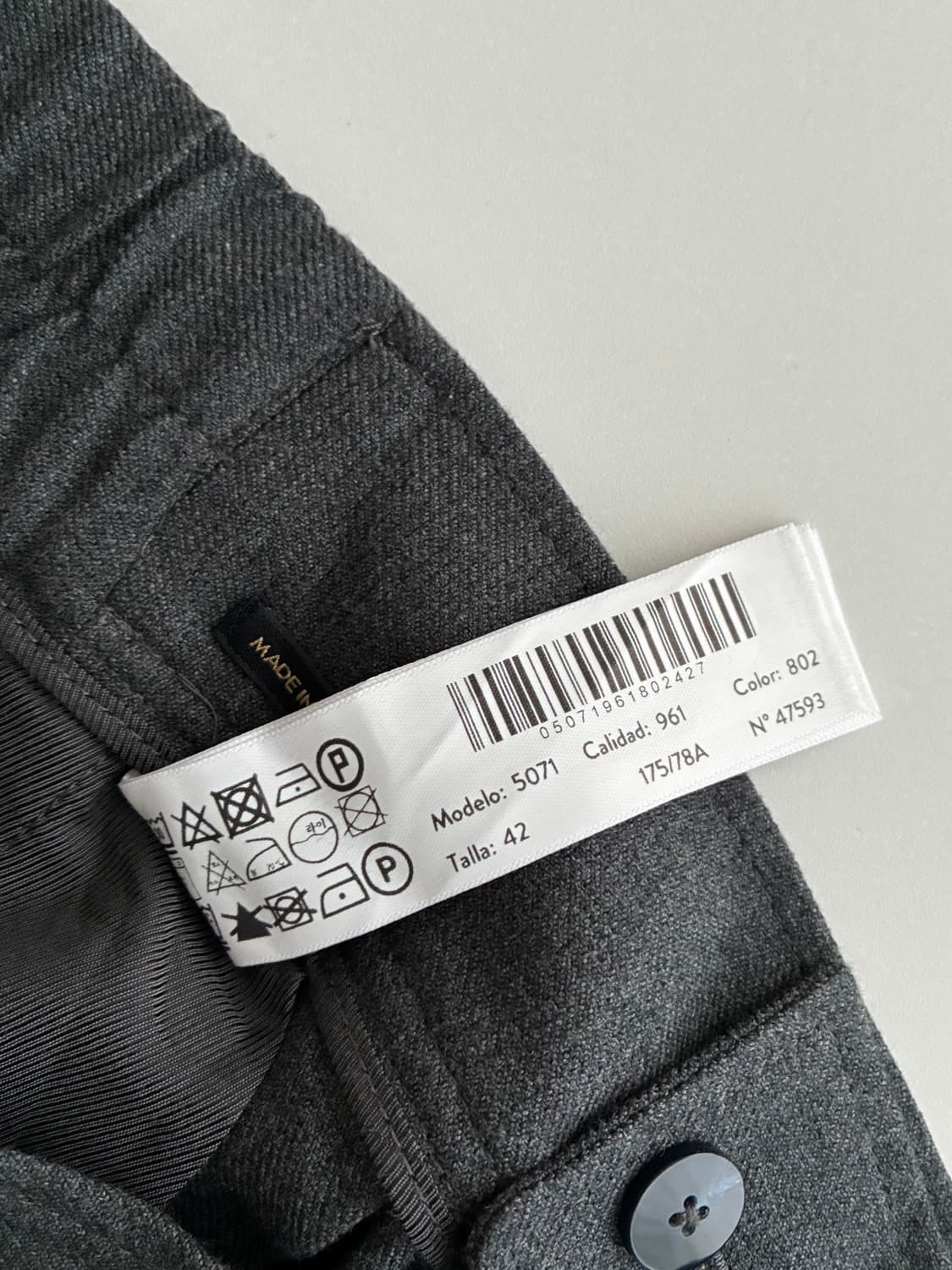 42) 마시모두띠 원턱 슬랙스 팬츠 차콜 상품이미지5