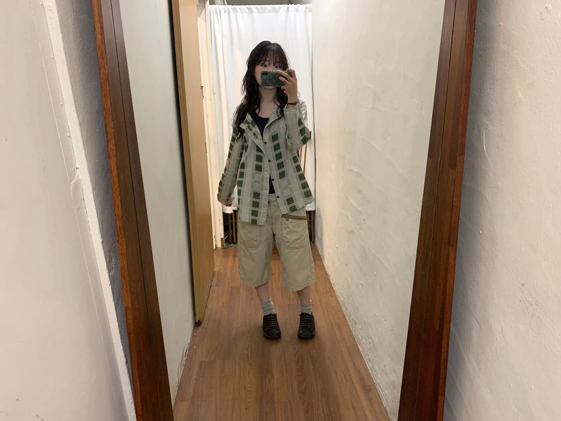 오시코시 카고 카프리 팬츠 하프 기장 밀리터리 지퍼 디테일 베이지 상품이미지7