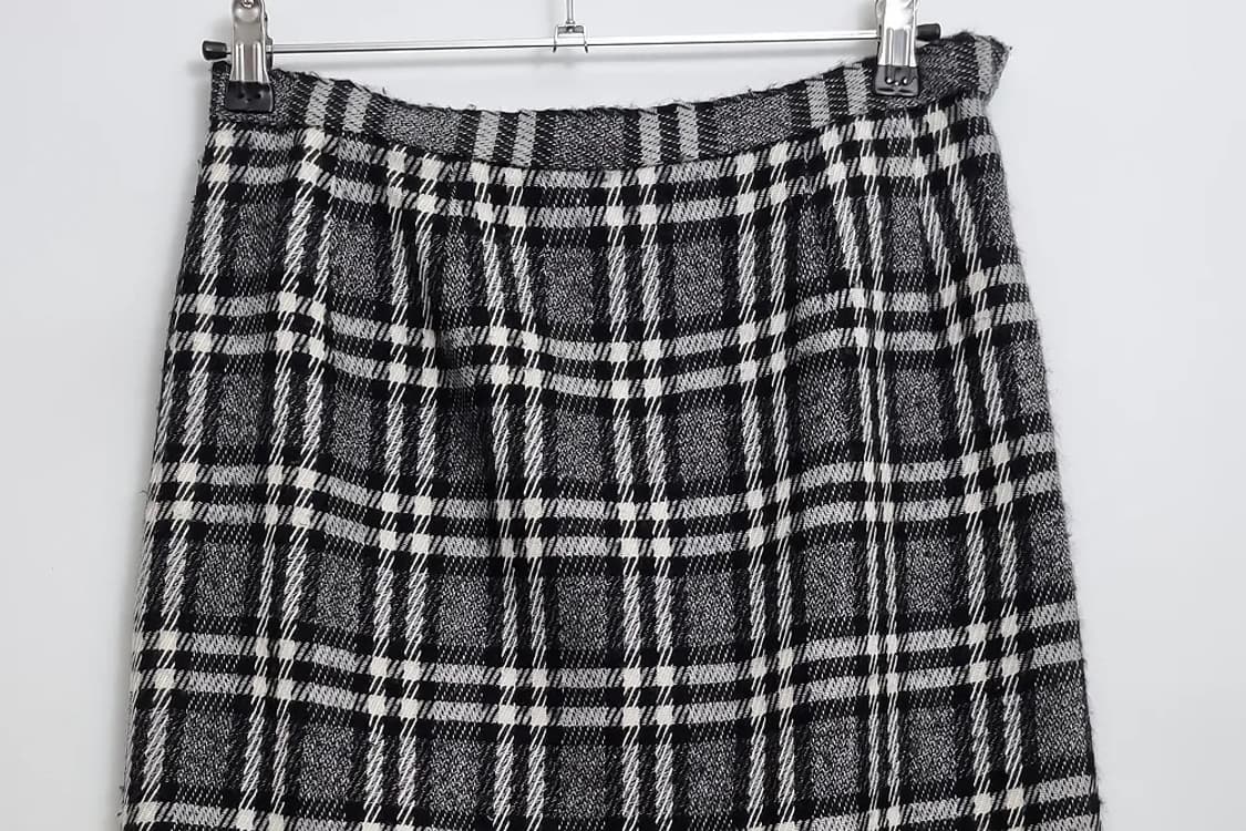 TOKYO STYLE 빈티지 그레이 체크 스커트 울 100% 상품이미지3