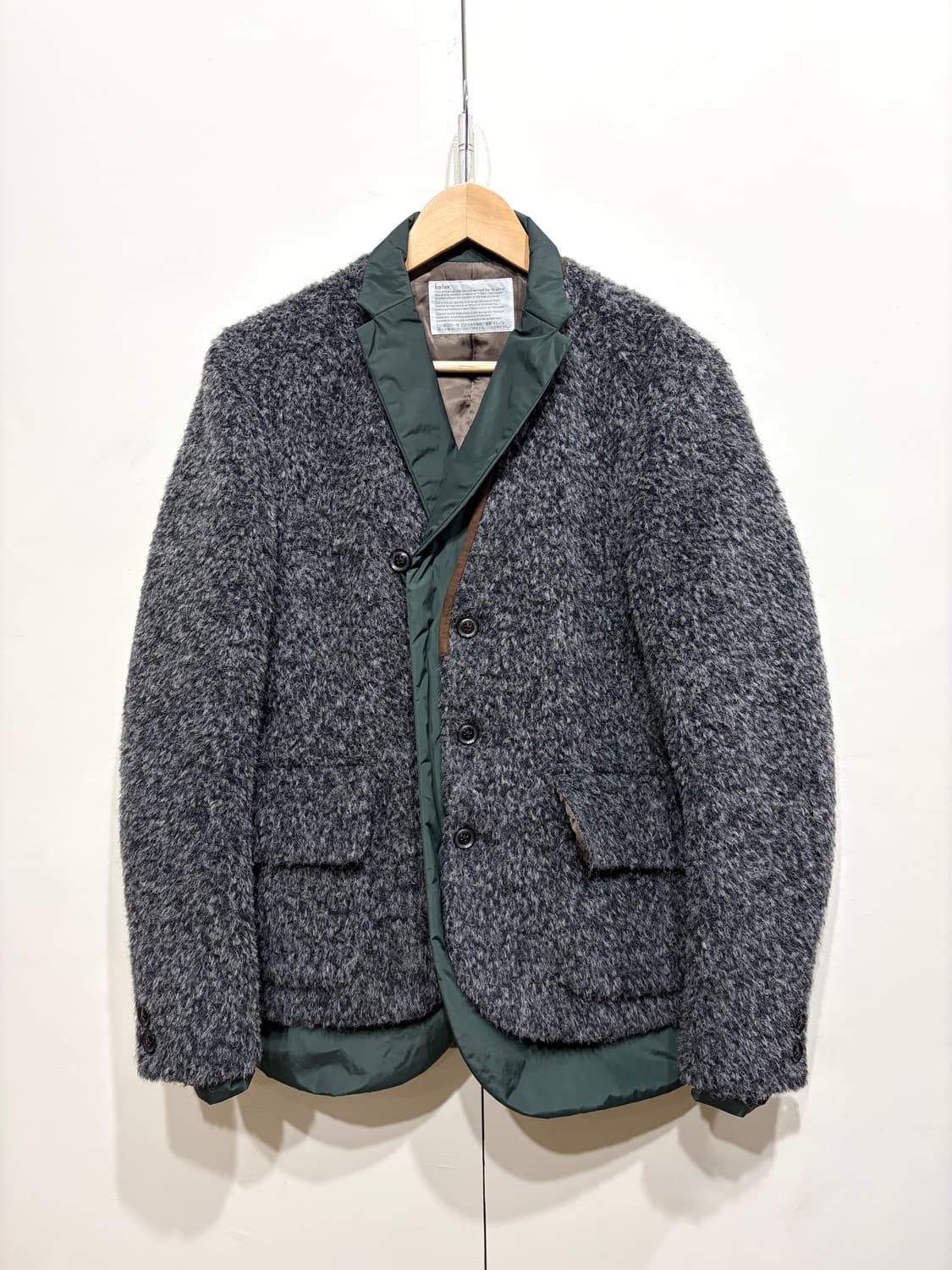 컬러 비콘 알파카 나일론 레이어드 울 자켓 상품이미지1